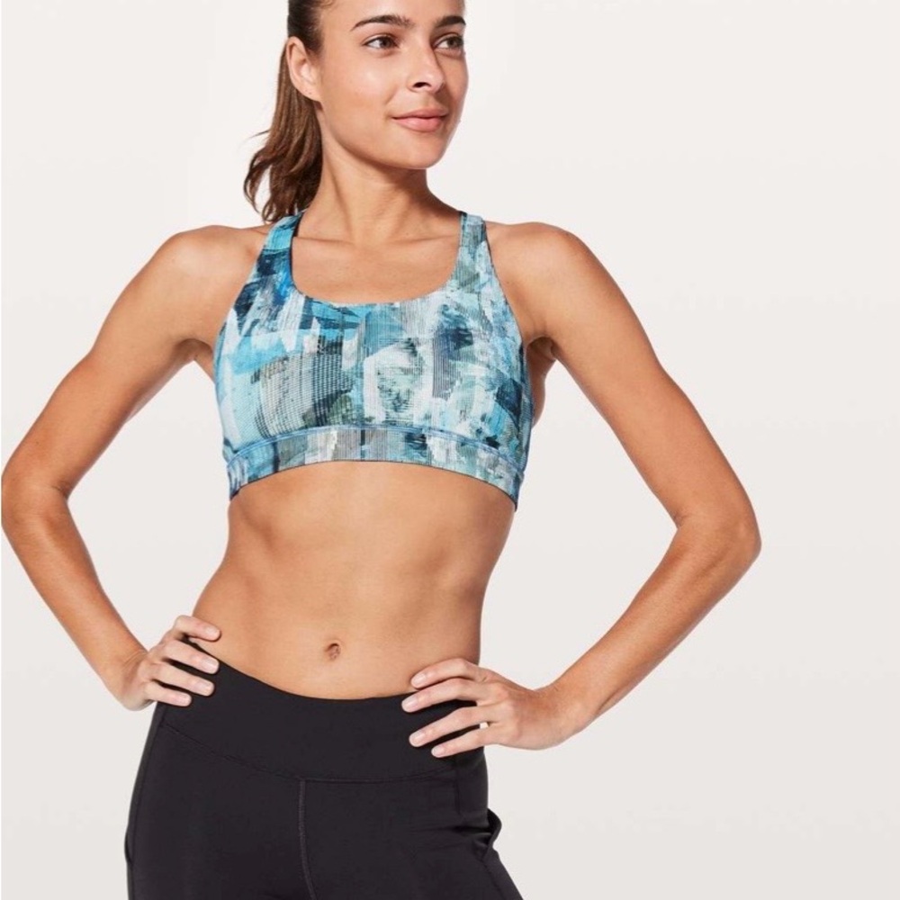 Lululemon Time To Sweat Bra Sun Dazed Multi Blue 4 Yoga Sports  Bra